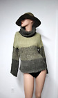 Targa Paris Women chunky Warm sweater Size M Wool Green Made France Turtle neck
