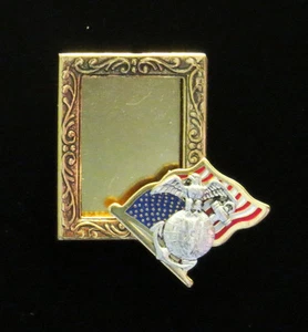 U. S. Marine Photo Pin Brooch Flag Gold & Silver Plate - Imagen 1 de 7