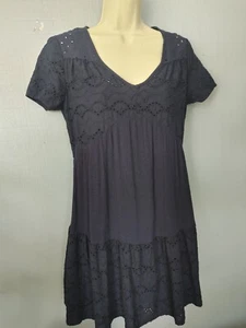 Knox Rose Small Dress & Slip Women's  Blue Eyelet Gauzy   Boho Prairie - Picture 1 of 4