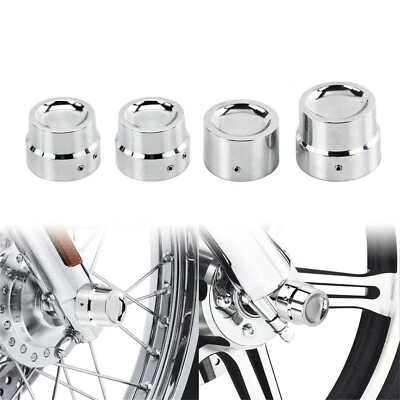 Chrom Vorne HInten Axle Nut Cover Vorderachse Kappe Für Harley Dyna Softail 2008 - Image 1 of 4