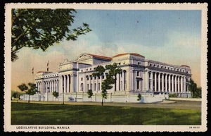 Legislativgebäude Manila Philippinen Leinen Postkarte - Bild 1 von 2