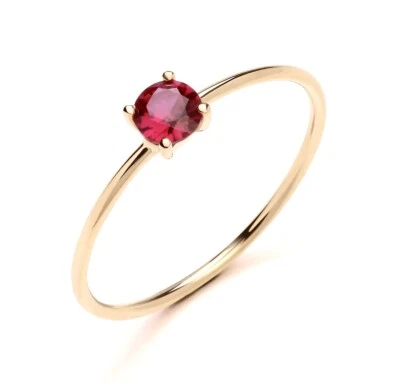 9ct Yellow Gold Created Ruby Solitaire Ring size  J to S - July Birthstone - Image 1 of 4