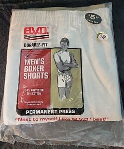NOS 1 Pair Vintage 70s BVD White Mens Large 38-40 Underwear Boxers 50/50 Blend