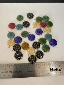 27 Glass Lot Lampwork Assorted Colors Blown Glass Round Pendants B - Picture 1 of 2
