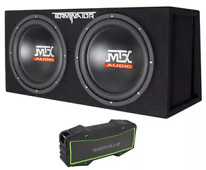 MTX Terminator TNE212DV 1000w Dual 12” Subwoofers+Vented Box+Bluetooth Speaker - Picture 1 of 12