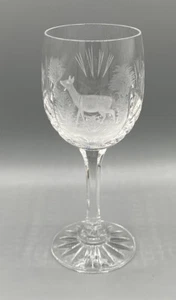 COPA DE COPA DE VINO TRANSPARENTE CIERVO GRABADO ESTILO BOHEMIO - Imagen 1 de 4