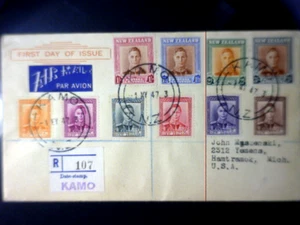 Neuseeland 1947 Kamo Reg stornieren 2d bis 3 Schilling CPT First Day Abdeckung $ 9,95 - Bild 1 von 5