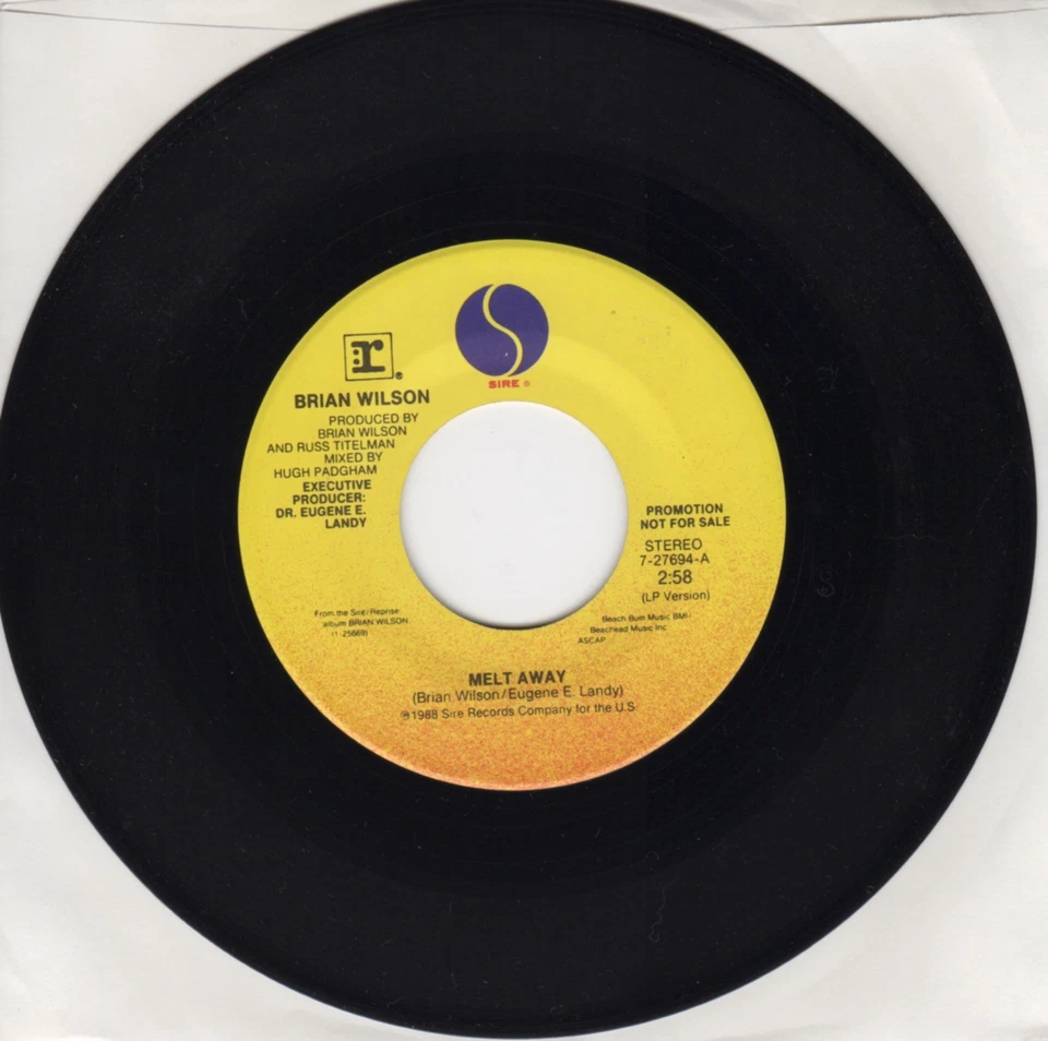 Brian Wilson - Melt Away - PROMO 45rpm - 1988 single Near Mint! - Image 1 of 1