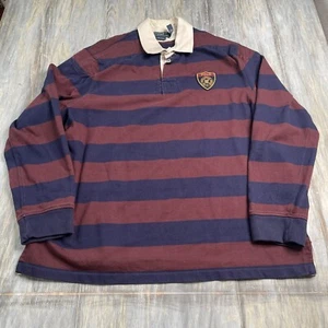 Vintage Polo Ralph Lauren Striped Rugby Shirt Adult 2XL TTG Maroon Blue - Picture 1 of 4