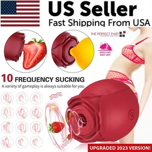 Rose Sucking Vibrator Clit Sucker Dildo Women G-Spot Massager Sex Toy for Women - Picture 1 of 18