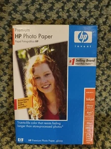 Premium HP Karta fotograficzna Papier stockowy Atramentowy błyszczący 10 mil 4"x 6" 60 arkuszy C - Zdjęcie 1 z 3