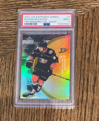 2021 Extended Series Triple Dimensions Reflections Gold /50 Mason McTavish PSA 9 - Image 1 of 2