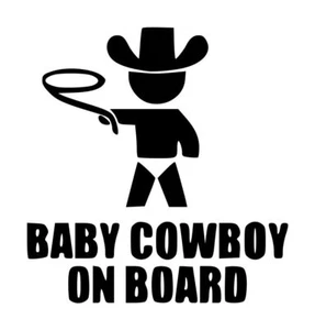 Baby On Board Cowboy Decal #1 4.75"x5" Choose Color - Picture 1 of 2