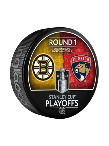 2023 Stanley Cup Playoffs Dueling Puck Boston Bruins and Florida Panthers Cover