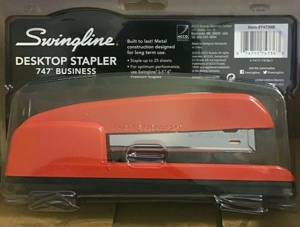 Acco International Inc. Acc74736e Swingline 747 Stapler Red Rio