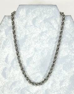 Collar pesado brillante tono plata 14 pulgadas retorcido doble rollo cadena de eslabones - Imagen 1 de 7