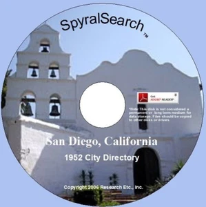 CA - San Diego 1952 City Directory CD Search - Chula Vista, Coronado etc - Picture 1 of 1