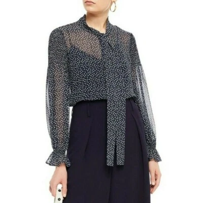 NWT Blusa superior con cuello atado DVF DVF de Diane von Furstenberg, mediana, PVP $298 Foto 1 de 4