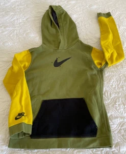 Felpa con cappuccio NIKE Youth XL Colorblock verde giallo nero grafica tutte le condizioni gioco - Foto 1 di 11