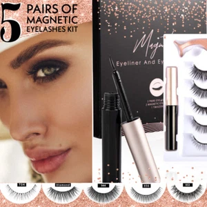 Waterproof Magnetic False Eyelashes Eyeliner Natural Tweezer Long Lashes REUSABL - Picture 1 of 25