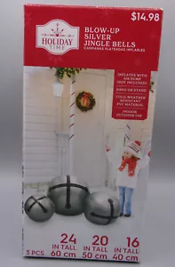 Christmas Inflatable BlowUp Silver Jingle Bells 24" Holiday Time Indoor/Outdoor - Picture 1 of 3