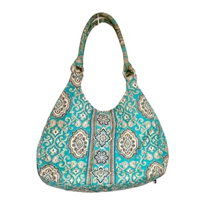 Vera Bradley Retired Totally Turquoise Shoulder Handbag Saddlebag Paisley - Picture 1 of 10