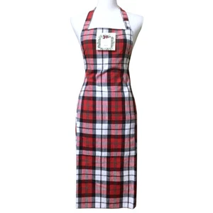Cabin Plaid Kitchen Apron Red Adult Cotton Tartan Holiday Christmas Winter - Bild 1 von 8
