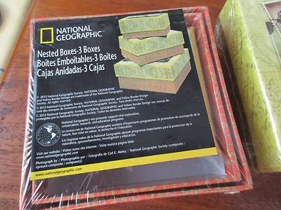 National Geographic 2013 2 Sets/3 Nested Gift Boxes Incl Zebra and Cheetah NIP! - Image 1 of 4