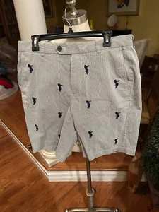 Brooks Brothers Seersucker Shorts Herren 34 gestreift Meerjungfrau bestickt Preppy - Bild 1 von 5
