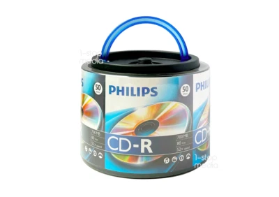 50 PHILIPS CD-R Logo Brand Discs 700MB 52x 80 mins in Eco-Spindle Tote CR7D5NH50 - Image 1 of 2