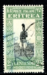 Italy 1930 Colony ERITREA 25¢ Gray Green Scott 123 VFU T562 - Picture 1 of 6