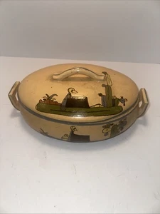 "Cazuela amarilla suave cerámica tlaquepaque mexicana vintage años 30/40 12""" - Imagen 1 de 11