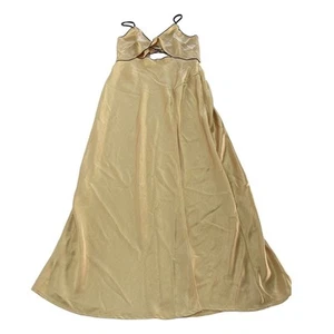 Bec + Bridge Dress Womens 10 Gold Yellow Hazel Cutout Slit Side Gown Satin - Picture 1 of 15