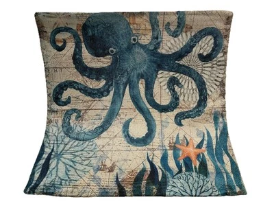 Funda Almohada Pulpo Océano Playa Náutica Costera Primavera Verano Decoración del Hogar Foto 1 de 4