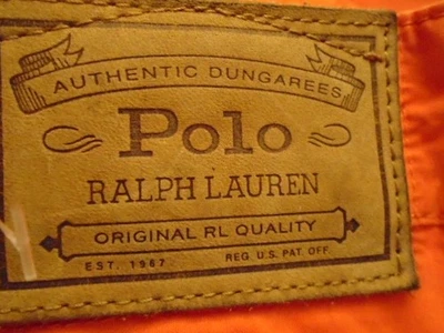 Calça dungarees laranja reta fina 36/30 Ralph Lauren Varick nova sem etiquetas - Imagem 1 de 4