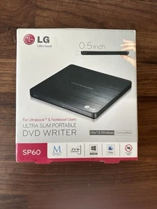 LG External DVD-WRITER Black Ultra-Slim Portable SP60 DVDRW NEW - Afbeelding 1 van 9