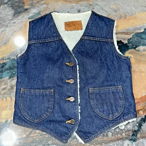 Groovy Vintage Chic by HIS Denim Vest - Women's M Sherpa Lined - Picture 1 of 12