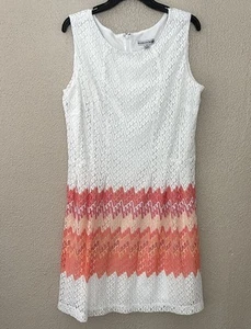 Women’s Plus Size Madison Leigh Dress, 16, White/Pink/Peach, Spring Dress - Picture 1 of 9