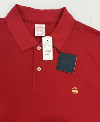 NUEVO Polo Brooks Brothers Para Hombre XL Performance Rojo Logo Dorado Algodón Supima Foto 1 de 4