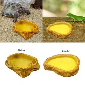 Reptile Water Bowl Resin Reptile Feeder for Turtle Leopard Gecko Tortoise - Picture 1 of 15