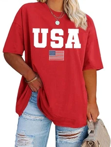 Plus Size USA Flag Shirt Women Patriotic Tee American Flag Tshirt 4th of July... - Picture 1 of 5