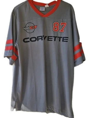 CORVETTE 87 RACING JERSEY SIZE MEN'S SZ S M L Gray Short Sleeve GM LICENSED NWT - Image 1 of 4