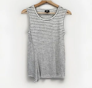 Bobeau ärmelloses Top Damen Größe XS schwarz elfenbein gestreift geteilter Saum - Bild 1 von 6