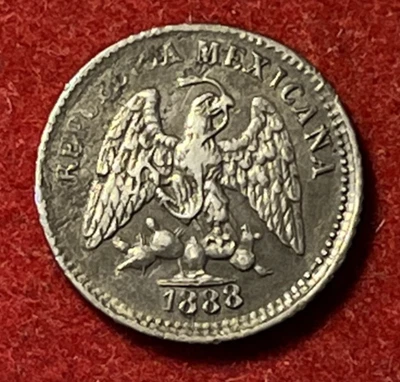 Moneda de plata México 5 centavos 1888 Go R Guanajuato Mint KM#398.5 T8306 Foto 1 de 2