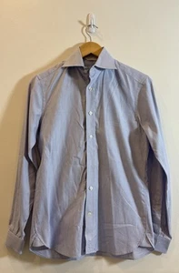 SUITSUPPLY Cotton Dress Shirt Men's 37/ 14 1/2  Stripe  Blue Look Button - Picture 1 of 11