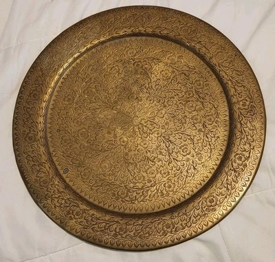 Vintage Brass Tray India Engraved To Lee & Lucille From Gideon India 1943 - Image 1 of 4