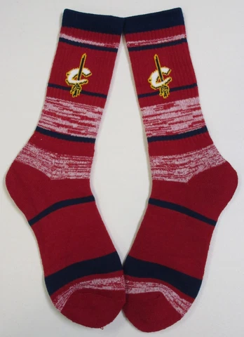 Cleveland Cavaliers NBA For Bare Feet RMC 504 Quad-Blend Stripe Crew Socks Large Cover