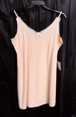 XXXL 3XL PINK COTTON BLEND STRETCH KNIT Elle NIGHTGOWN NIGHTIE CHEMISE SLIP NEW - Image 1 of 4