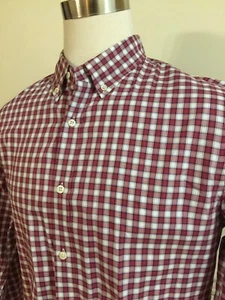 J. Press Men L/S Shirt XL Red White Check Plaid Trunk Club Slimmer Fit See Meas. - Picture 1 of 12