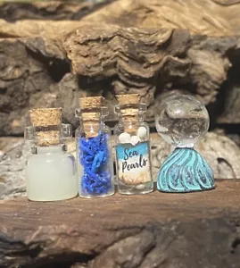 Lotto bottiglie pozione strega in miniatura casa delle bambole | scala 1/12 brilla al buio - Foto 1 di 9